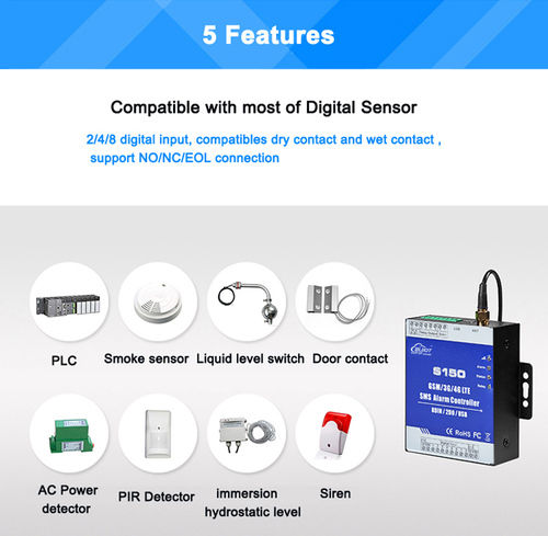 Cost-effective Cellular SMS Controller S150 for Security Alarm System applications