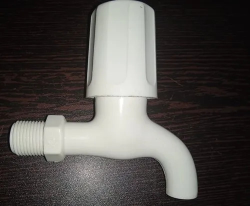 Color Polo Bib Cock - HDPE Plastic, Oval Shape, Glossy Finish, Wall Mounted, White Color | Optimal Quality for Efficient Water Flow