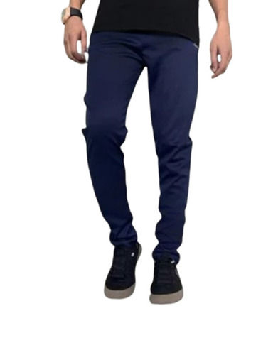 Dark Blue Color Regular Fit Mens Lycra Pant For Casual Wear