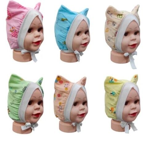 Multi Color Printed Pattern Hosiery Cotton Material Infant Caps