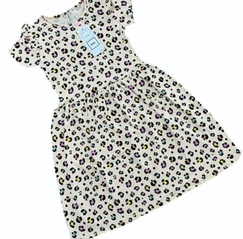 Short Sleeves Girls Cotton Frocks - Regular Fit Printed Design for Casual Wear | Breathable Machine Washable Customized Sizes