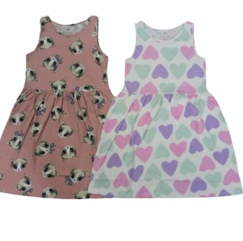 Cotton Printed Girls Frock - Regular Fit, Casual Wear - Breathable, Washable, Customized Sizes