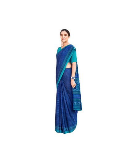 Blue Synthetic Uniform Sarees