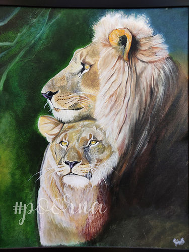 24 x 20 Inches Acrylic On Canvas Lion Painting