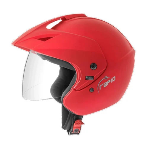 Vega Visor Open Face Motorcycle Helmet - Polycarbonate, XL Size, Red Color | ISI Approved, Ideal for Riding