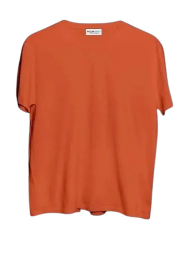 Cotton Half Sleeve Round Neck T-Shirt - Medium Size, Orange Color | Regular Fit, Plain Pattern, Casual Wear for Men
