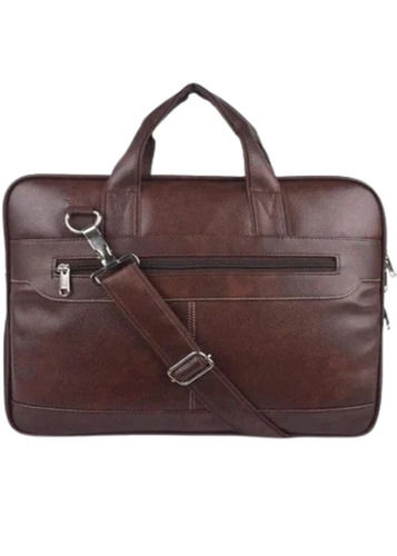 Brown Synthetic Leather Office Laptop Bag