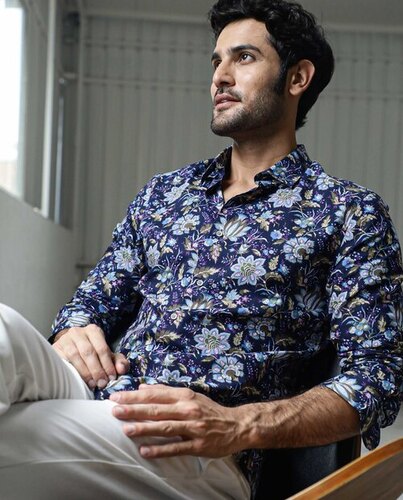 Printed Shirts - Premium Cotton Quality Regular Fit in Blue | Full Sleeves Unisex Ideal for All Seasons