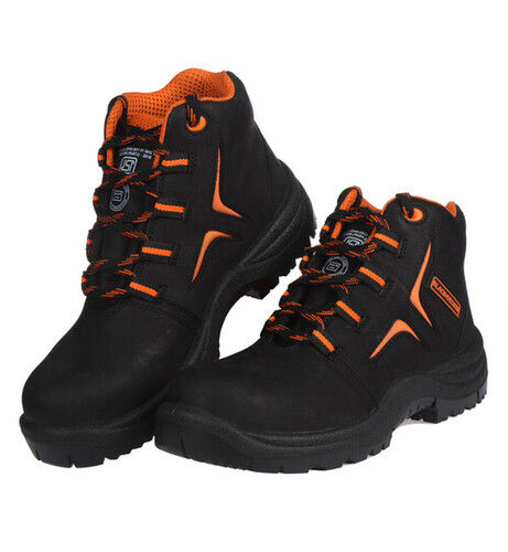 Safety Shoes - Leather Upper, Unisex Size Any | Durable, Long Lasting, Anti Skid, Fine Finishing, Lace Up Closure, Optimum Quality