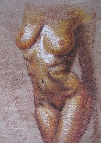 26 x 19 Inches Soft Pastel On Parched Korean Paper Female Nude Painting