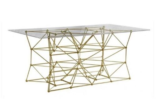 Glass Top and Iron Frame Material Dining Table