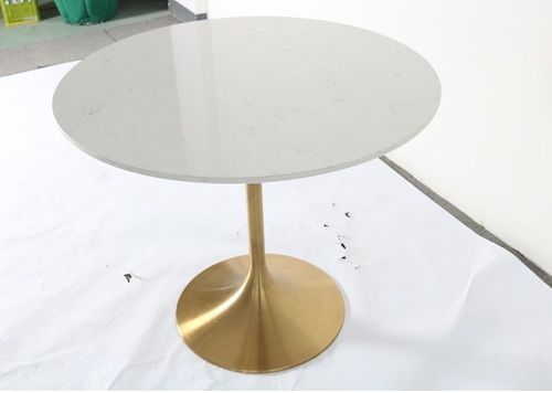 Round Marble Top Dining Table with Metal Base