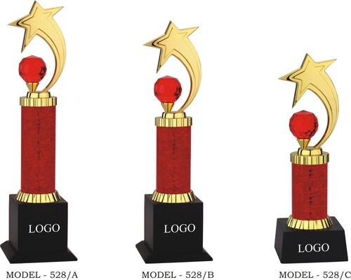 Premium Quality Crystal Globe and Metal Star Trophies