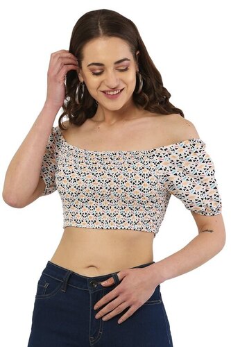 Ladies Short Top - Premium Georgette, Sizes L/M/XL, Multicoloured, Breathable Design, Beaded Closure, Casual Chic