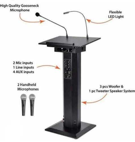 Durable and Rust Proof Black Finish Audio Podium