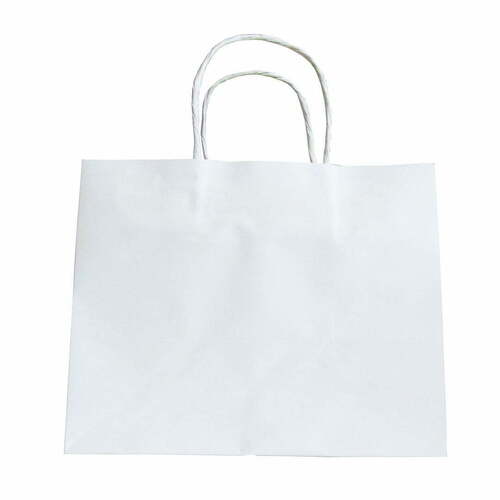White Paper Bag - Kraft Paper, 14 Inch | Easy Folding, Easy to Carry, Attractive Pattern, Capacity: 1kg, 2kg, Bleached Finish