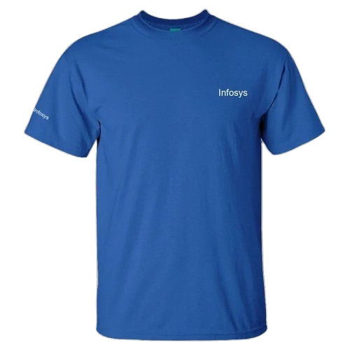 Corporate Brand Printed Blue Round Neck T- Shirt