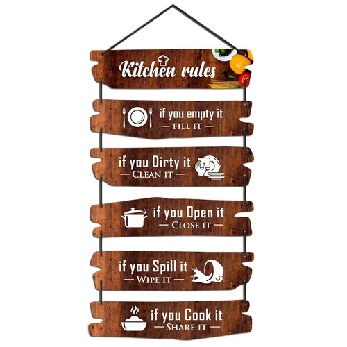Kitchen Decor Wooden Wall Hanging Plaques - Various Sizes Various Colors | Easy to Install Printed Patterns Timely Delivery Quality Tested