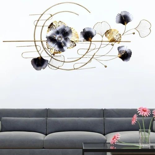 Metal Floral Golden Wall Art