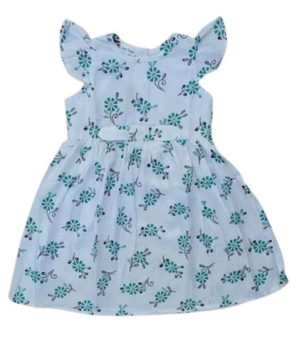 White Kids Printed Cotton Frock