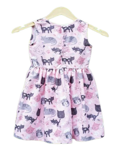Cotton Frock - Sleeveless, Multicolor Printed Design | Classic Collar, Anti-Wrinkle, Breathable Fabric for Girls, Perfect for Casual Summer Wear