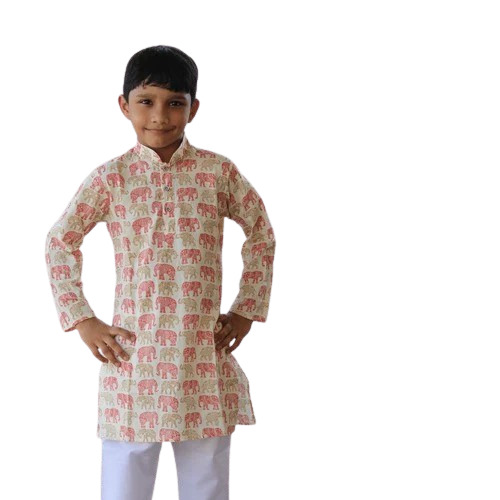 Boys Cotton Kurta Pajama Set - Long Sleeve, Multicolor Printed Design | Anti Wrinkle, Breathable, Quick Dry for Summer Casual Wear