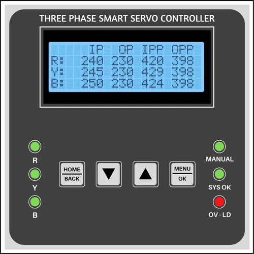 Digital 4-Line Display Three Phase Servo Stabilizer Controller