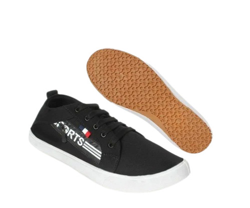 Black Canvas Shoes - Fabric Material, Lace-Up Style, Casual Wear for Men | Washable, Rubber Insole, PU Lining, Perfect for Sports in Spring and Winter