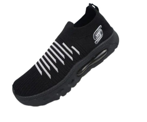 Black Mesh Running Shoes - Size 7 | PU Lining, PVC Outsole, Casual Sports Footwear for Men