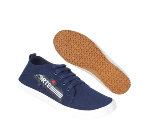 Blue Canvas Lace-Up Casual Sports Shoes for Men - Washable Fabric, PU Lining, Rubber Outsole, Perfect for Spring and Winter