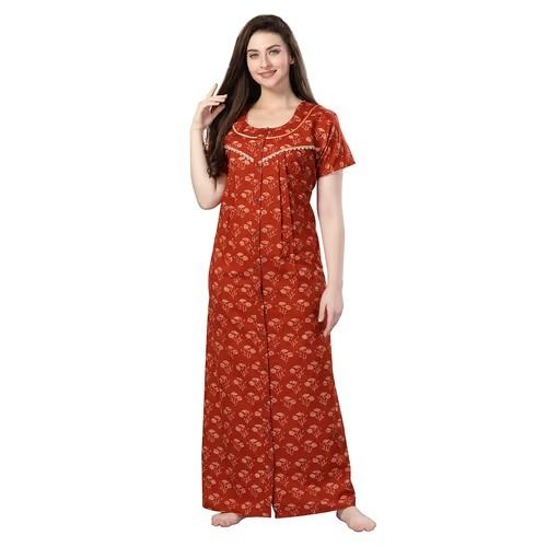 Breathable Regular Fit Skin-Friendly Readymade Half Sleeves Printed Ladies Nightwear Nighty