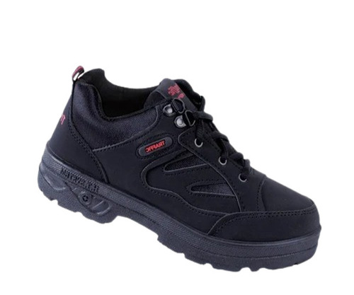Lace-Up Sports Shoes - Black Leather, PU Lining, Rubber Insole | Breathable Design, Casual Wear for Men