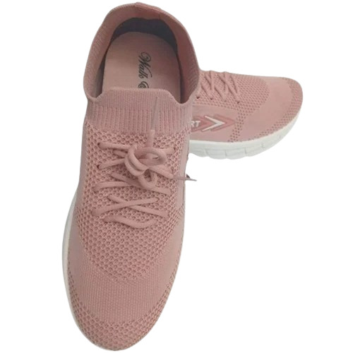 Lace-Up Pink PVC Women Sports Shoes - Size 5, Rubber Insole & Outsole | Comfortable Casual Wear for Running, Perfect for Summer & Winter