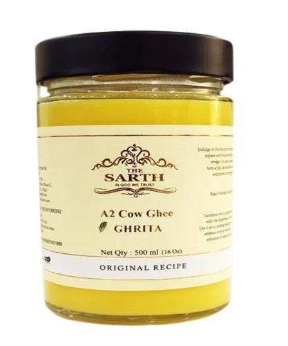 Pure Cow Ghee - 500 ml Organic Jar, Yellow Color, 18 Months Shelf Life, Made from Raw Milk, Sterilized Processing, Original Flavor