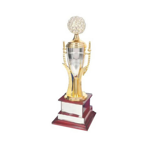 Golden Brass Premium Metal Trophy - Material: Crystal