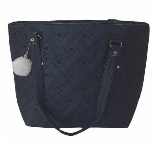 Ladies Plain Pu Leather Handbag - Color: Black