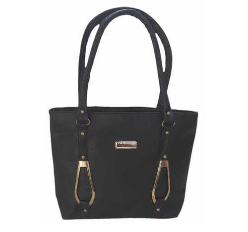 Leather Navy Blue Handbag - PU Leather, Lightweight, Stylish, 2 Handles | Recyclable, Good Quality, Plain Design for Women