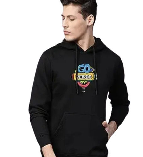 Men Black Cotton Hoodies