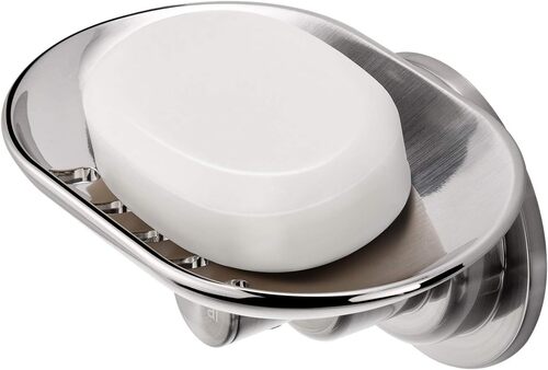 Soap Dish - Stainless Steel, Standard Size, Polished Silver Finish | Corrosion and Rust Resistant, Easy to Install