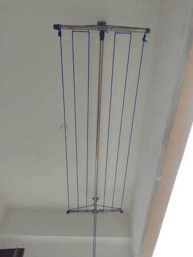 Ceiling Mounted Cloth Drying Hangers - Color: Silver