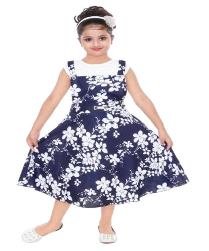 Girls Blue Printed Frock