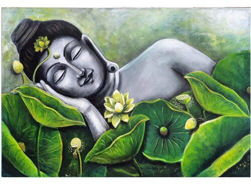 The Divine Sleep Acrylic On Canvas Painting - Frame Color: Multi