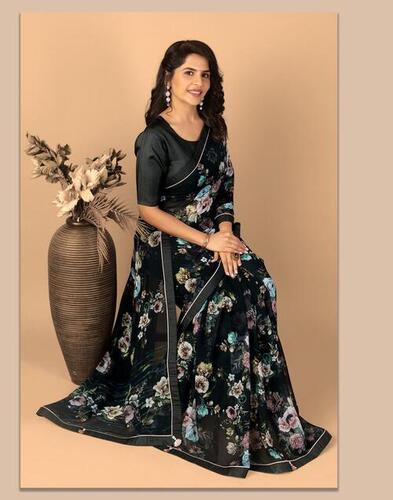 Art Linen Saree - Color: Black