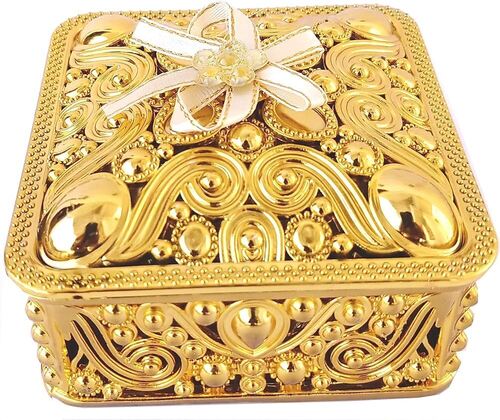 Premium Quality Golden Decorative Gift Box - Elegant Square Design, Various Sizes With Ornate Details, Personalized Touch, Luxurious Appeal