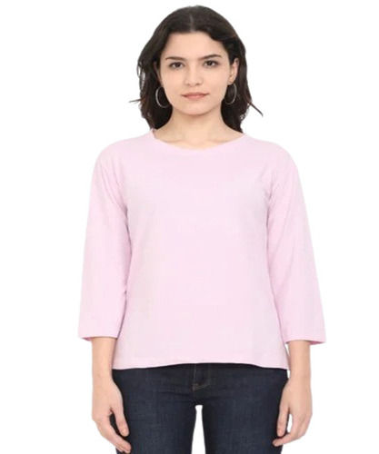 Ladies Cotton Pink T-Shirt 