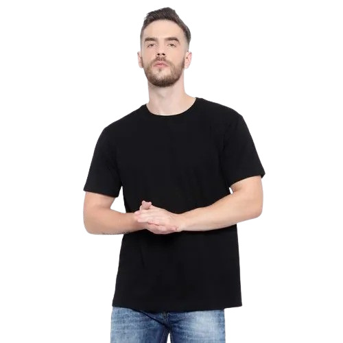 Mens Drop Shoulder Cotton T Shirt - Color: Black