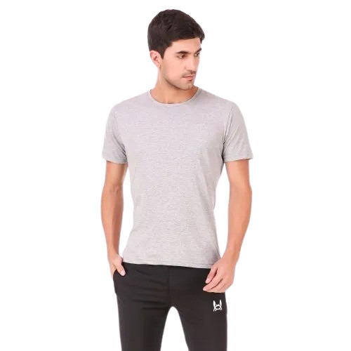 Men's Grey Cotton Half Sleeve T-Shirt - Medium Size, O-Neck Collar, Plain Design | Casual Wear Essential for Everyday Comfort