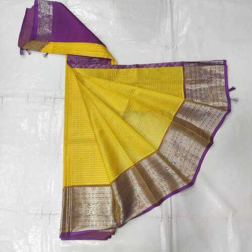 BALA HANDLOOMS - Cotton Silk Saree 5.5 m with Blouse Piece | Handmade Zari Work, Beautiful Floral Design, Rich Pallu, Long Thick Zari Border