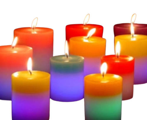 Pillar Candles - 100% Pure Paraffin Wax, Multicolor Round Design | Handmade, Cotton Wick, 10 Hours Colored Flame for Home Decoration and Religious Activities