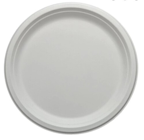 Biodegradable Sugarcane Bagasse Plate - 10 Inch Round Shape, White Color | Food Safety Grade, Made from Bagasse